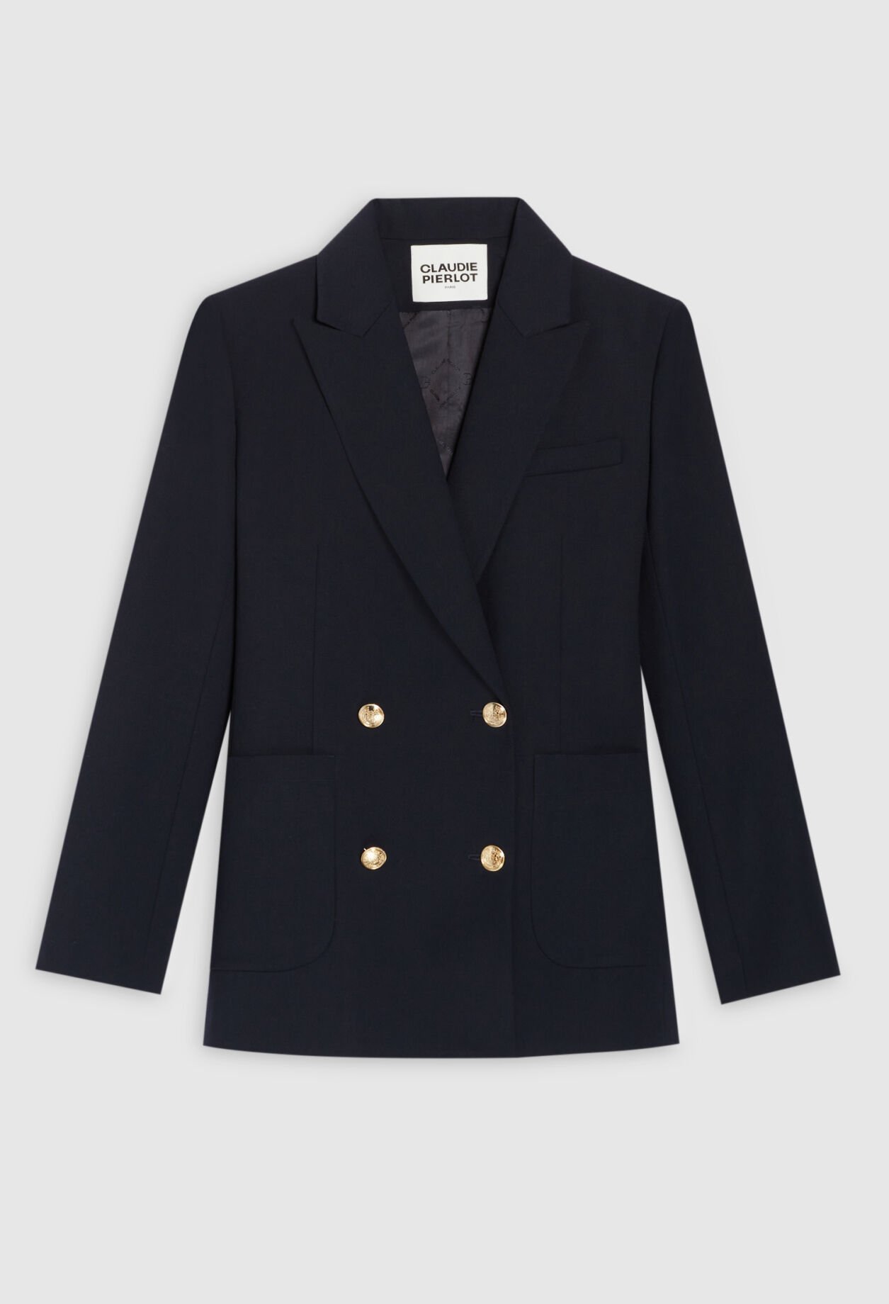 Blue double-breasted suit jacket