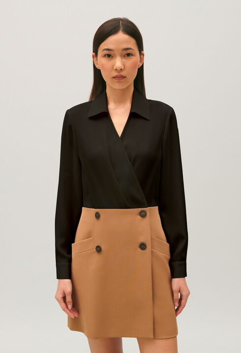 Robe tailleur courte bicolore