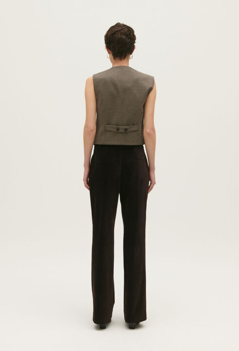 Pantalon tailleur velours chocolat