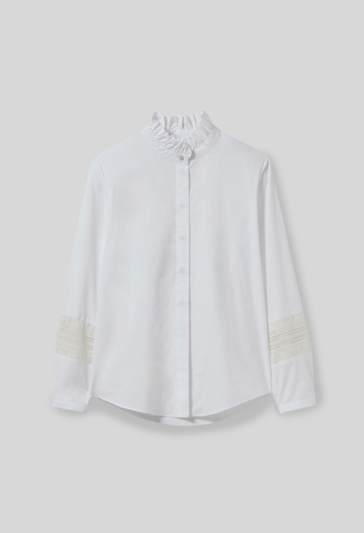 Cotton shirt with frill collar