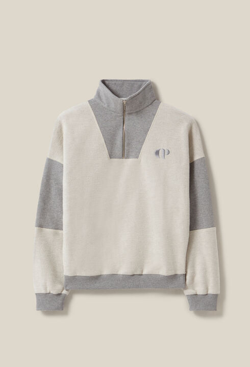 Zip-up High Neck Sweatshirt