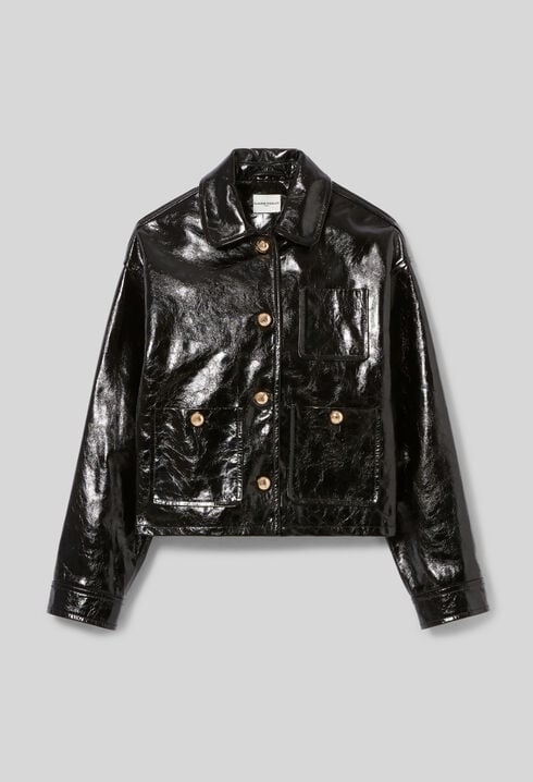 Blouson cuir vernis vieilli