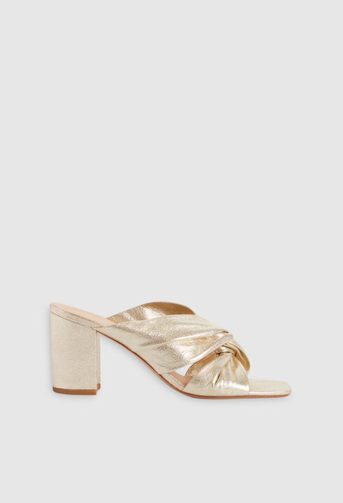 Golden leather mules