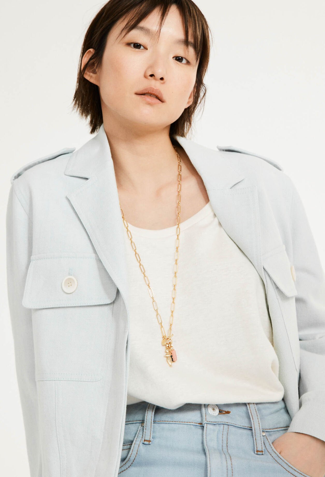 Long gold necklace