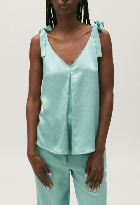 Aqua satin top
