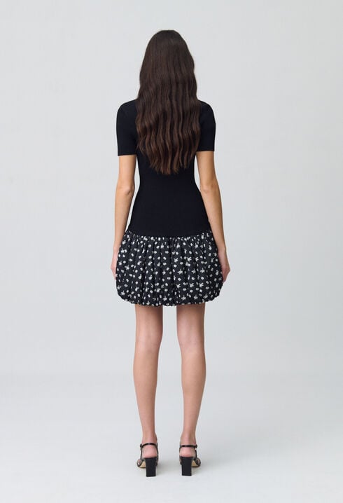 Robe courte boule à fleurs