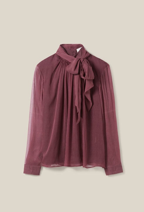 Blouse lavallière carreaux fluide