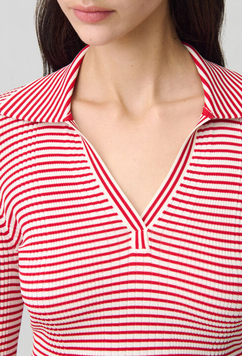 Top maille fine rayé volants