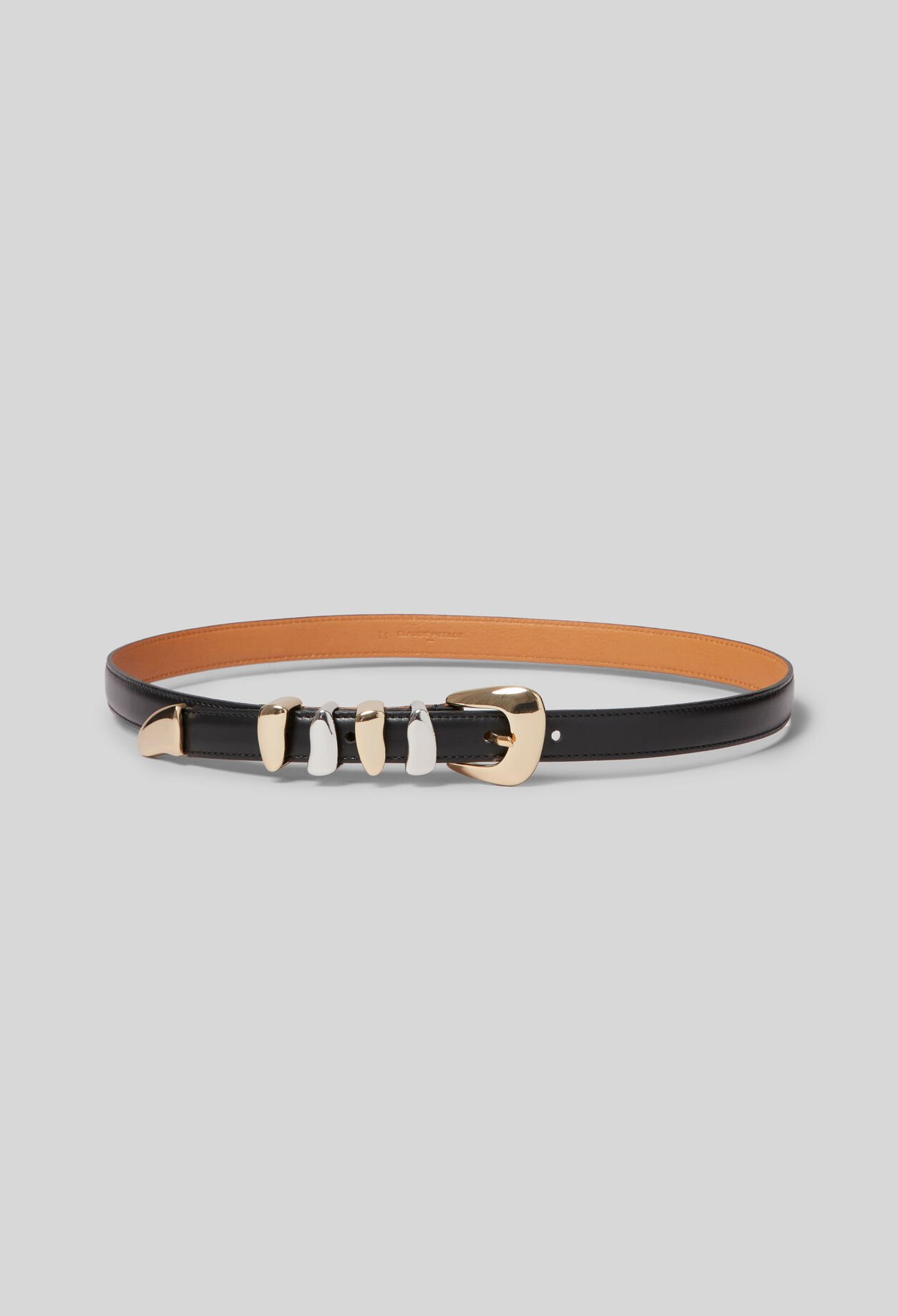 Leather Belt with Gold Buckle