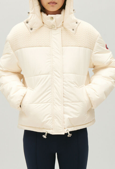 Ecru two-tone puffer jacket