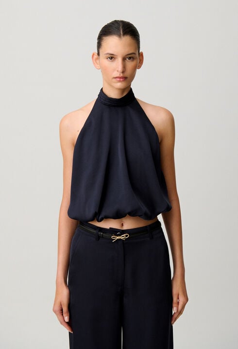 Top satin&eacute; dos nu