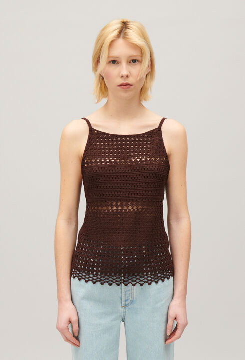 Top crochet marron