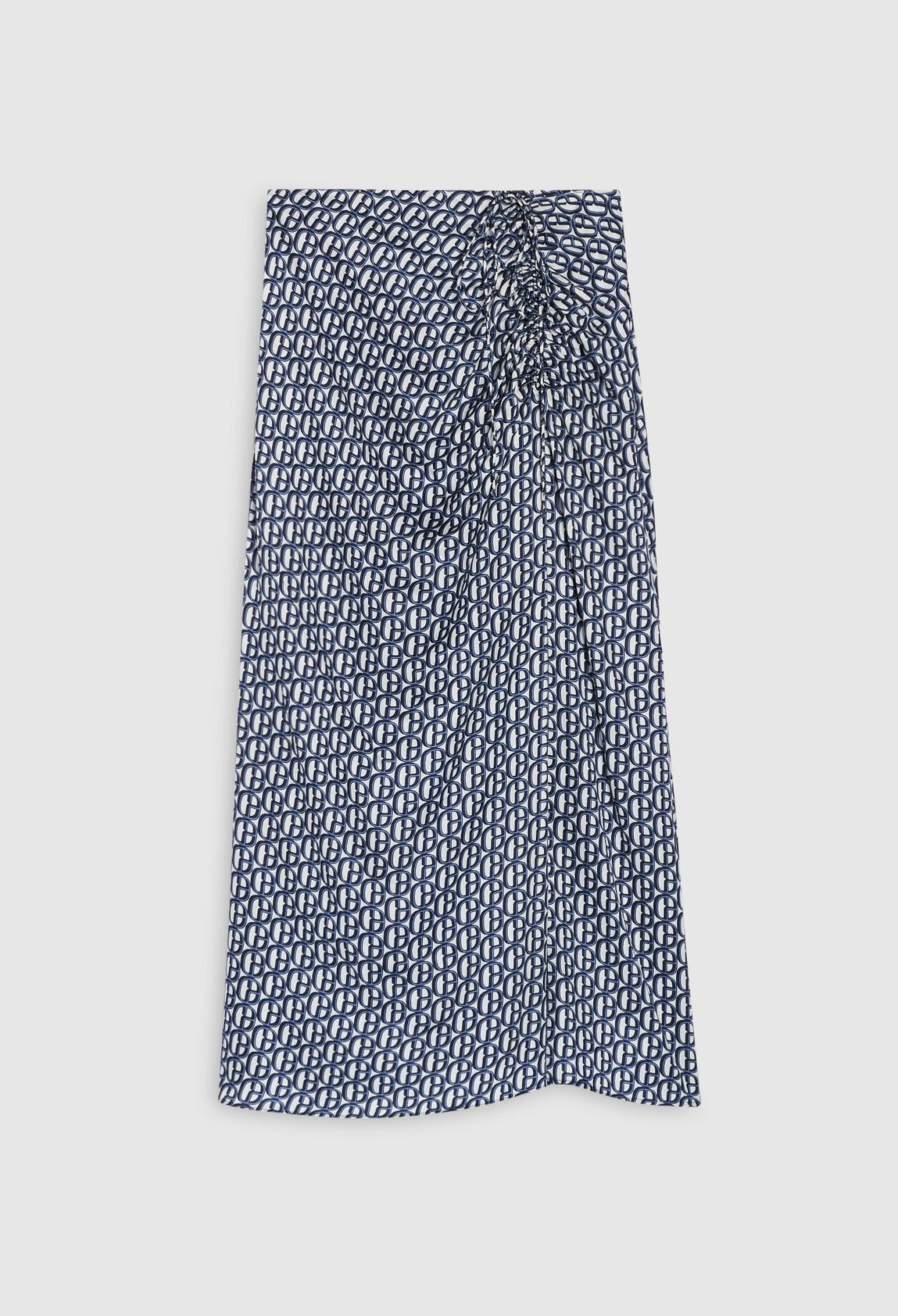 Monogrammed blue midi skirt