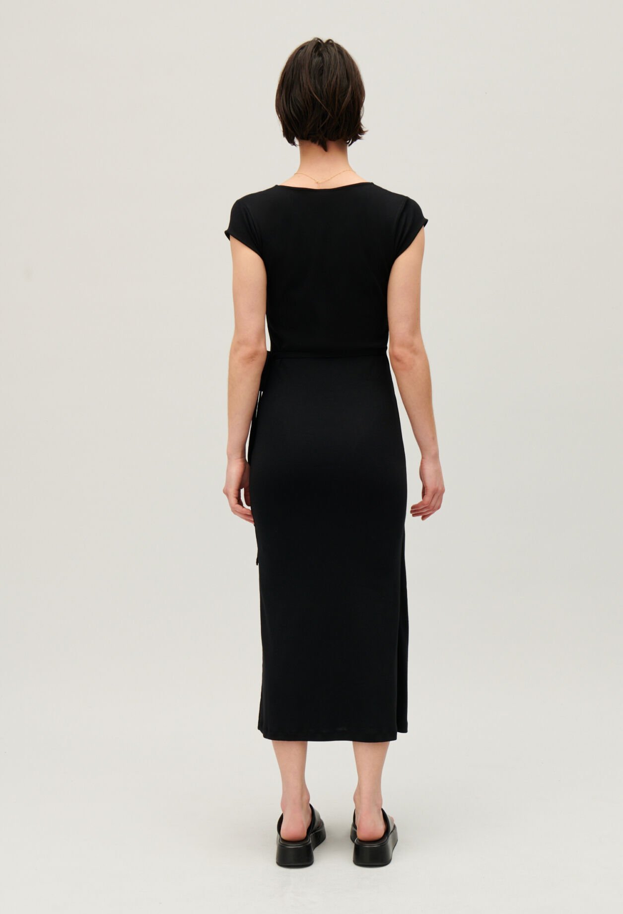 Black wrap midi dress