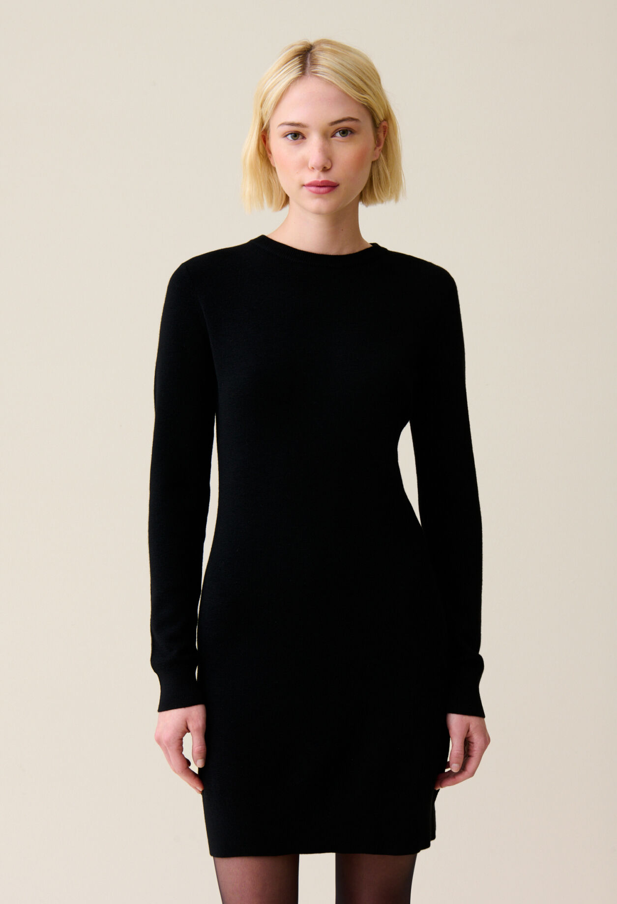 Robe maille noir col amovible 