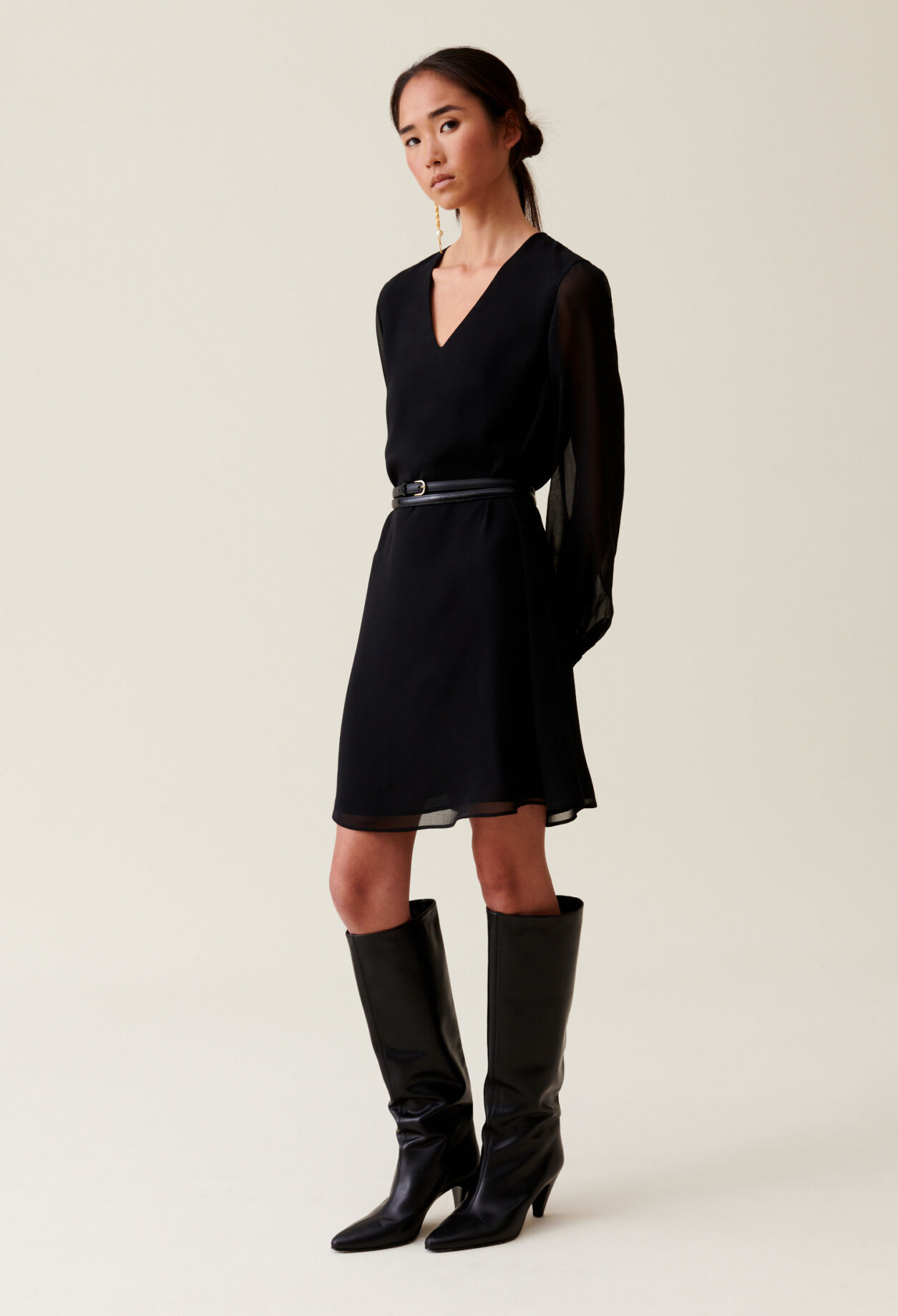 Robe courte fluide babydoll noir pour femme Claudie Pierlot