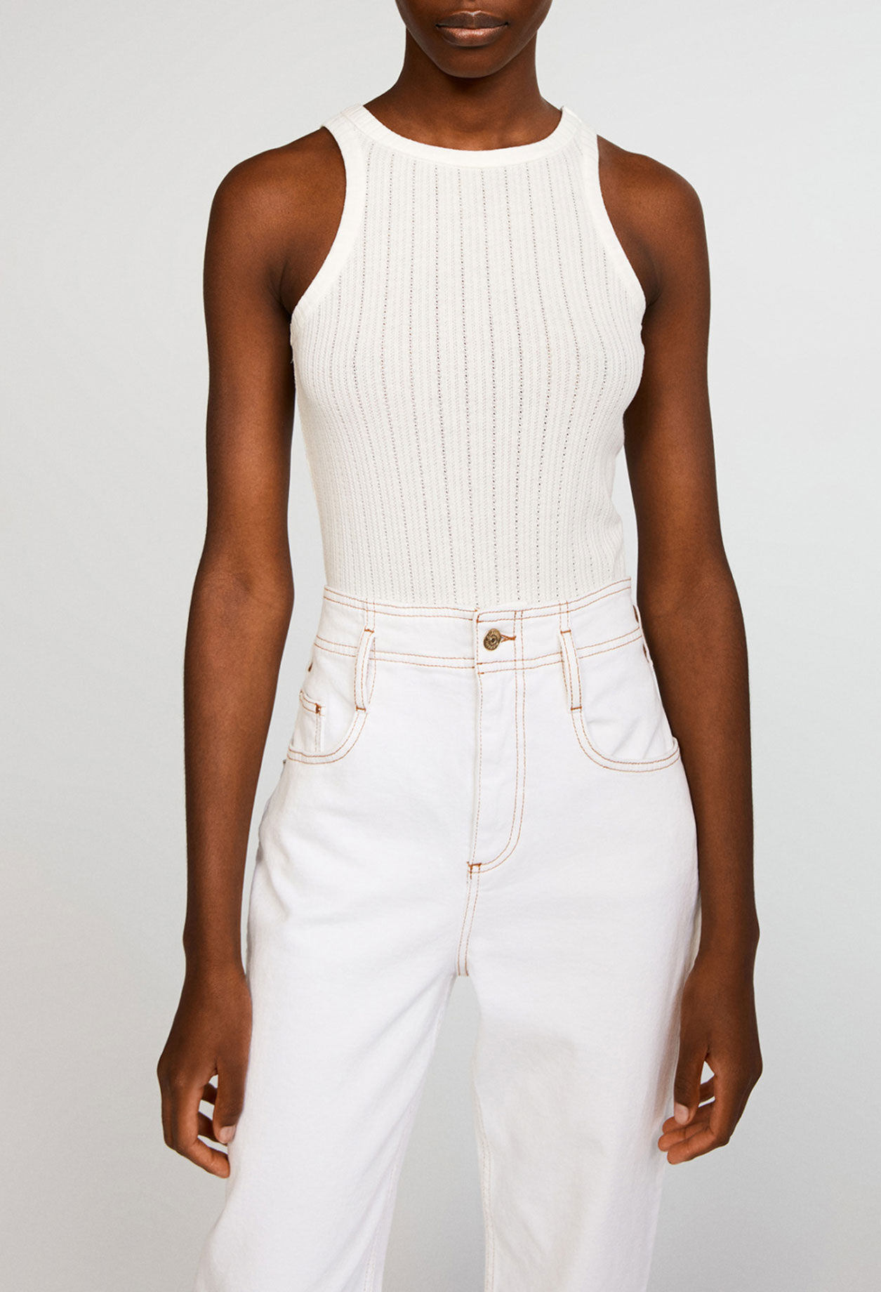 Organic cotton vest with trim