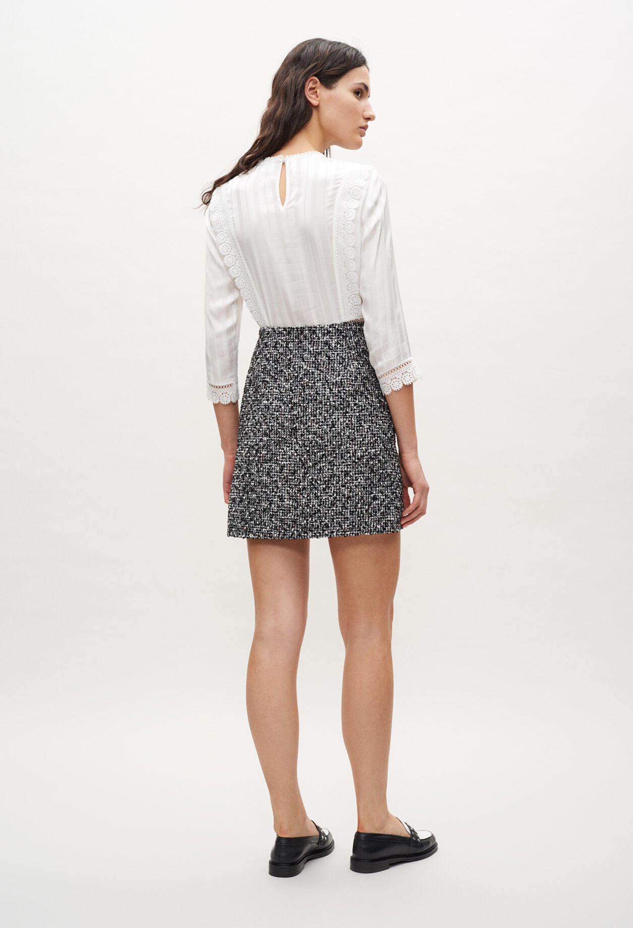 Jupe en tweed boutonnée