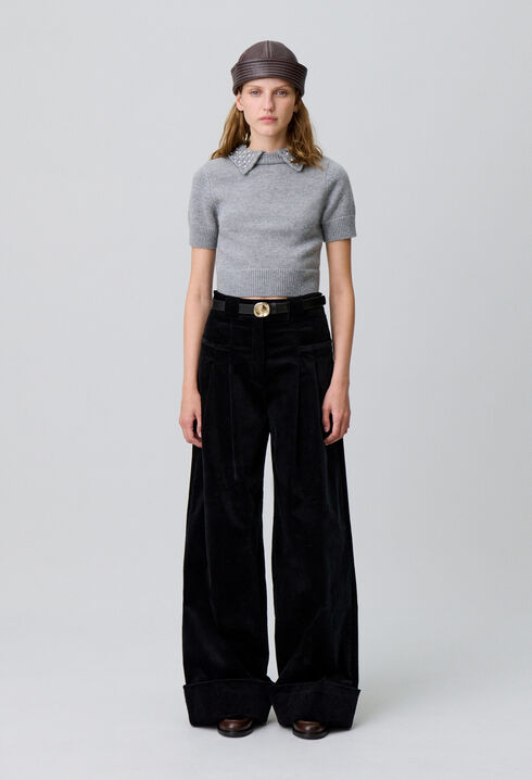 Pantalon large velours