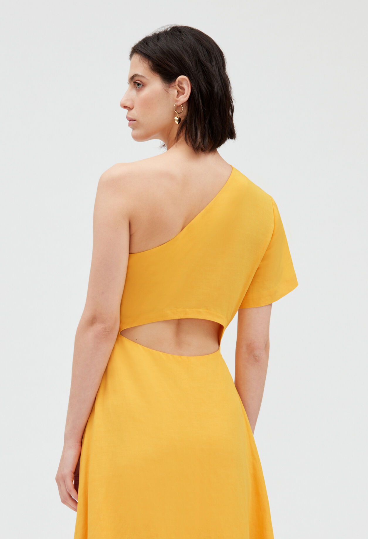 Robe midi asymetrique jaune pour femme Claudie Pierlot