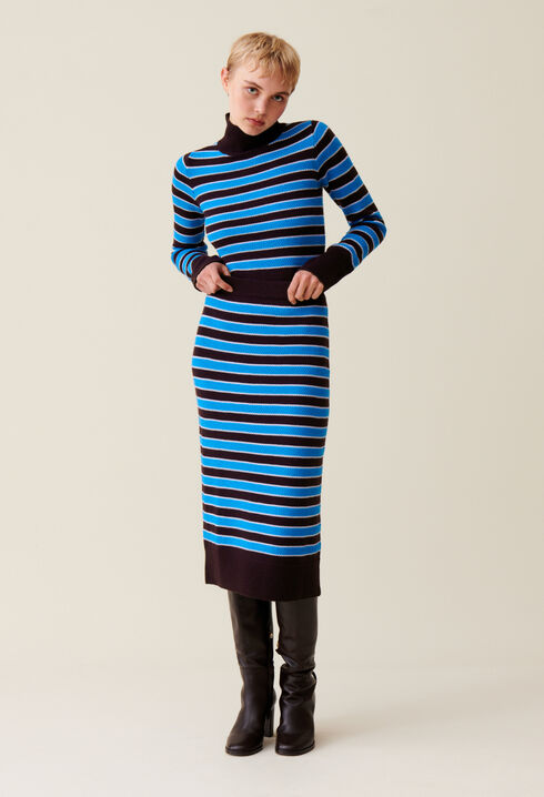 Striped knit sailor skirt