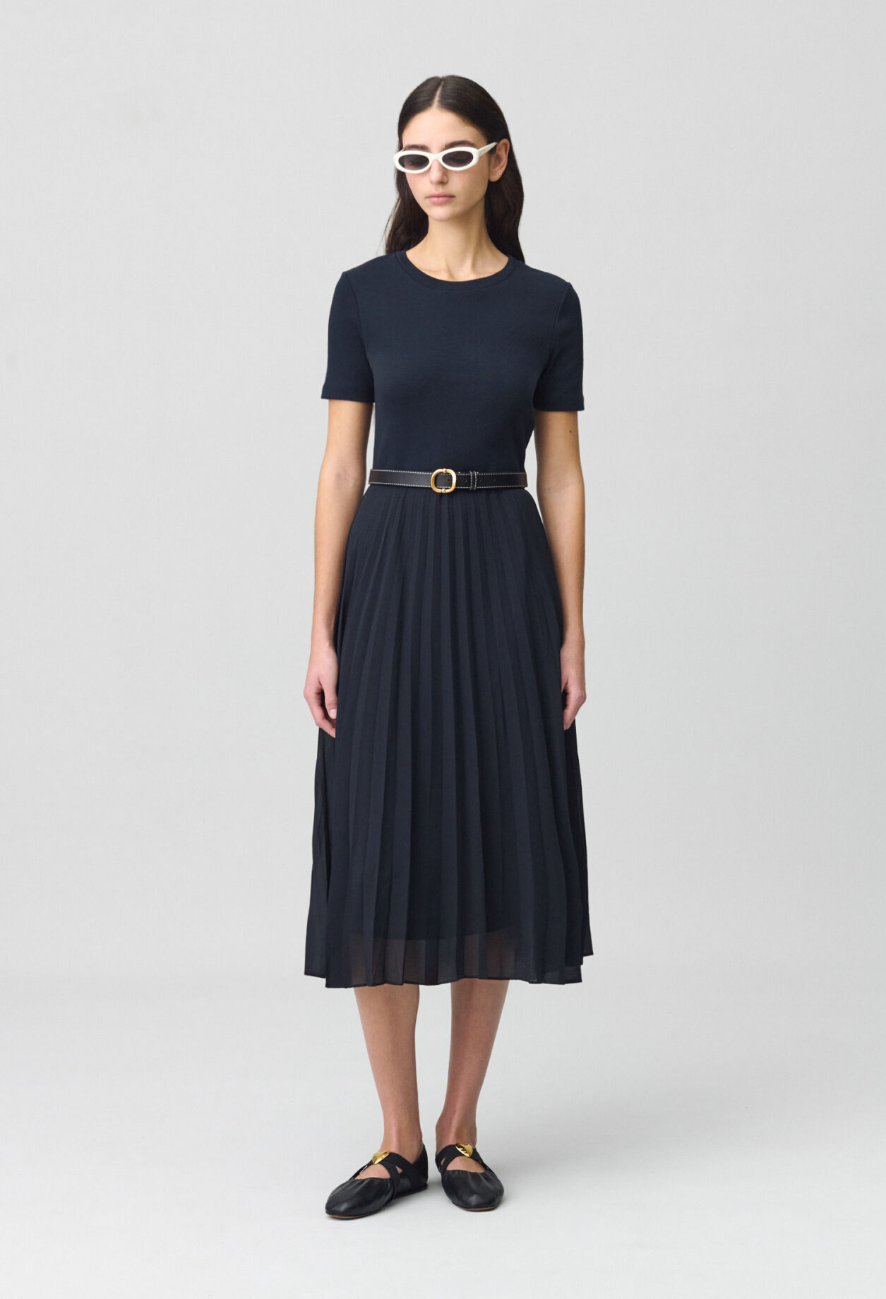 Long dual-fabric Teli dress