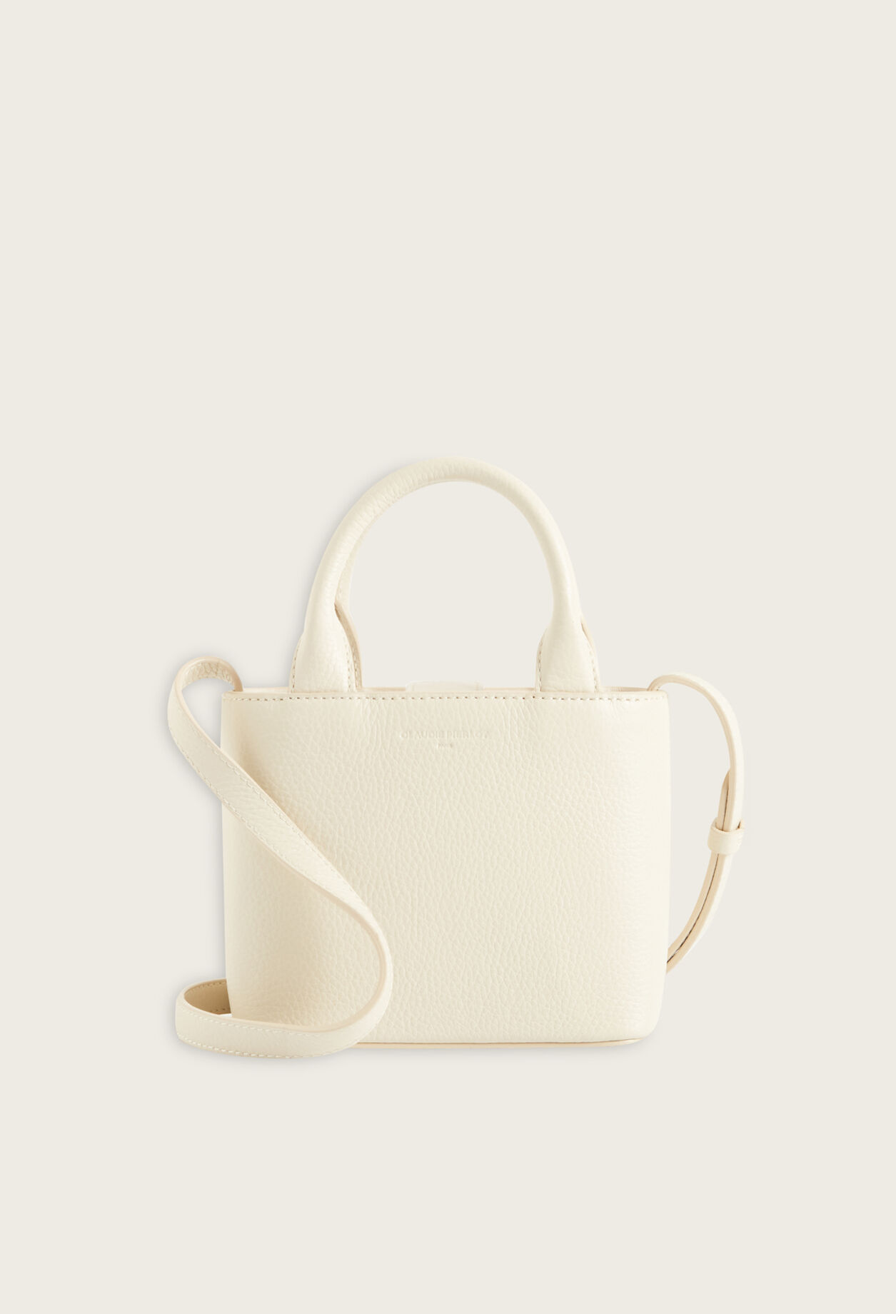 Ecru grained leather Anouck nano bag
