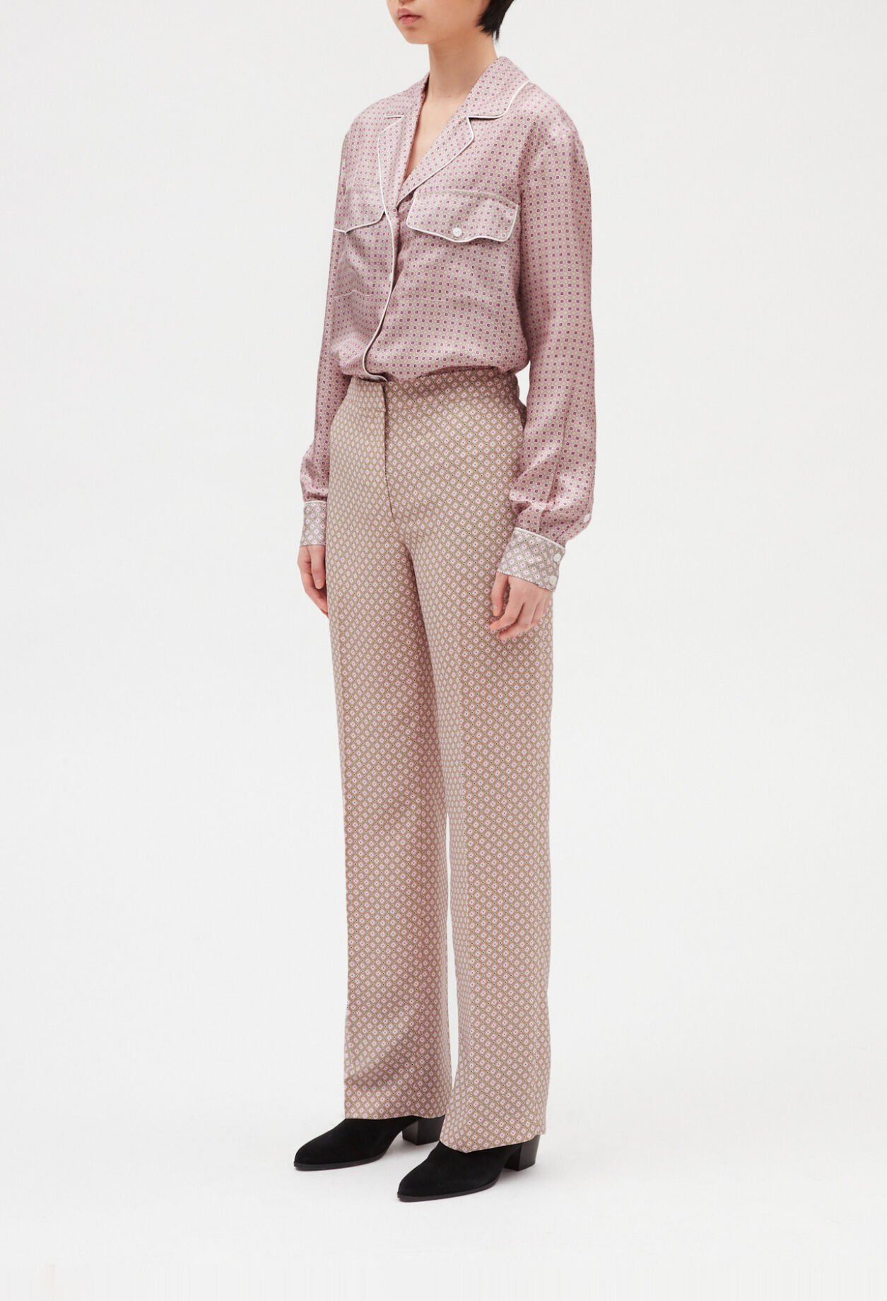 Powder pink silk shirt