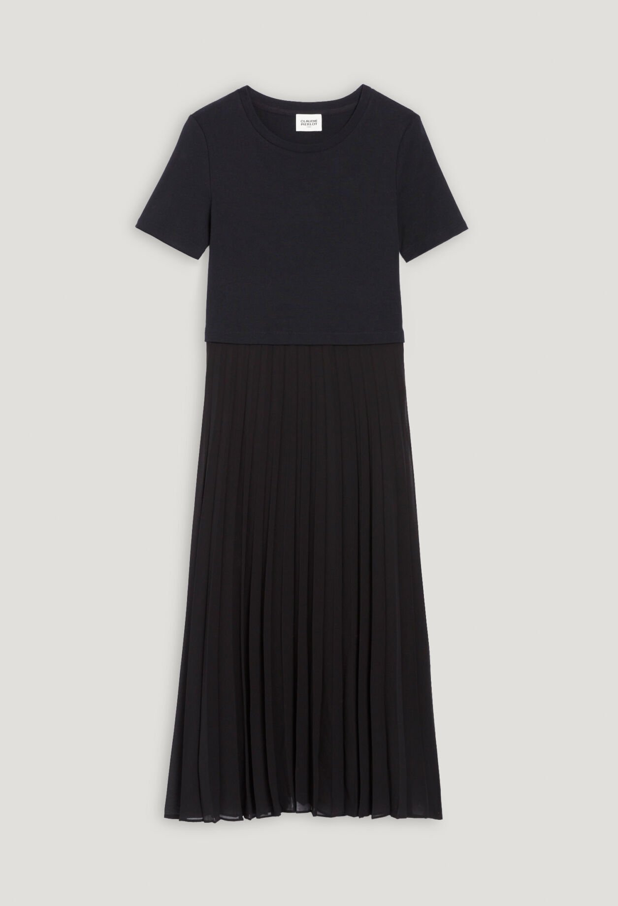 Long dual-fabric Teli dress