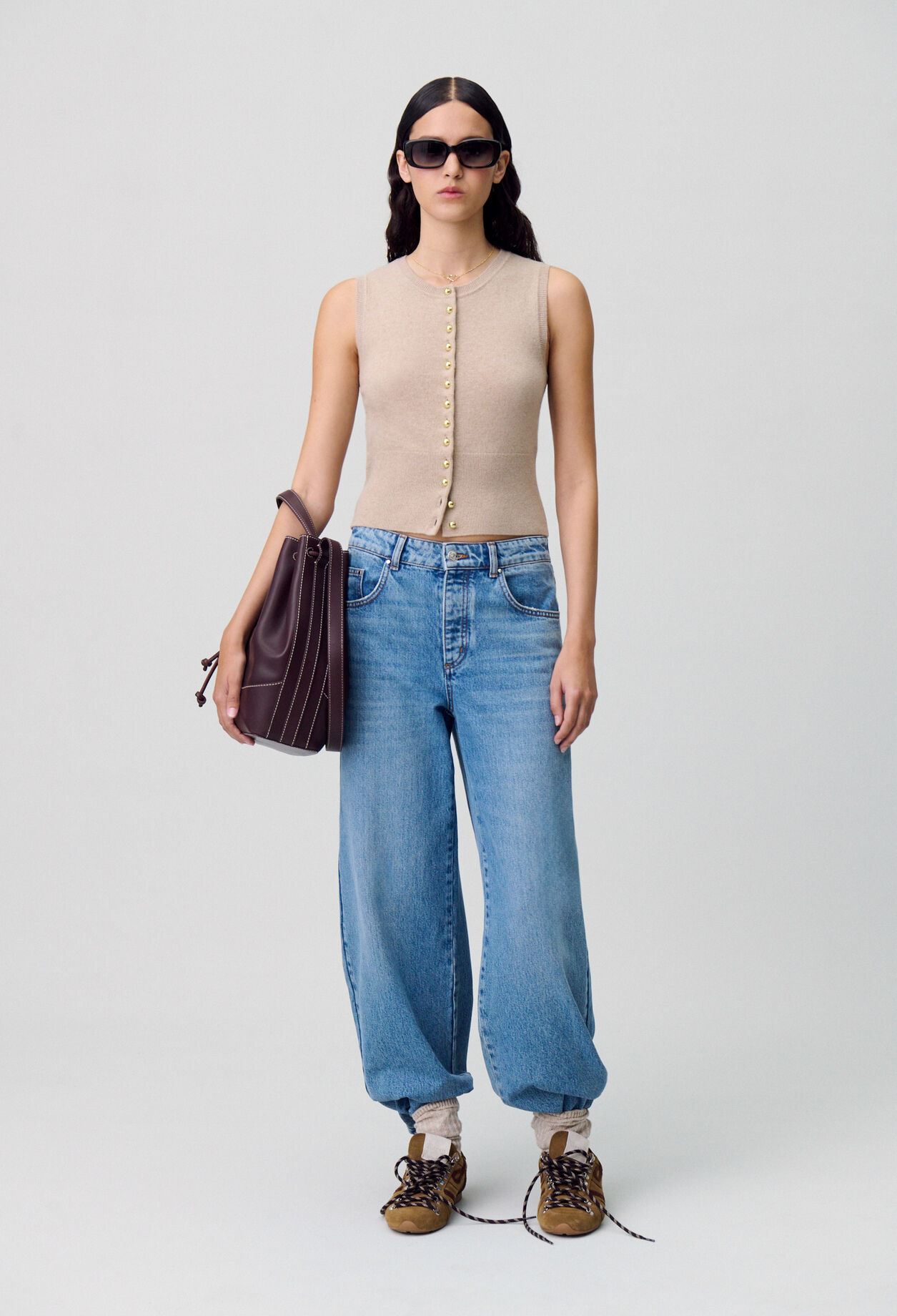 Top maille boutonné