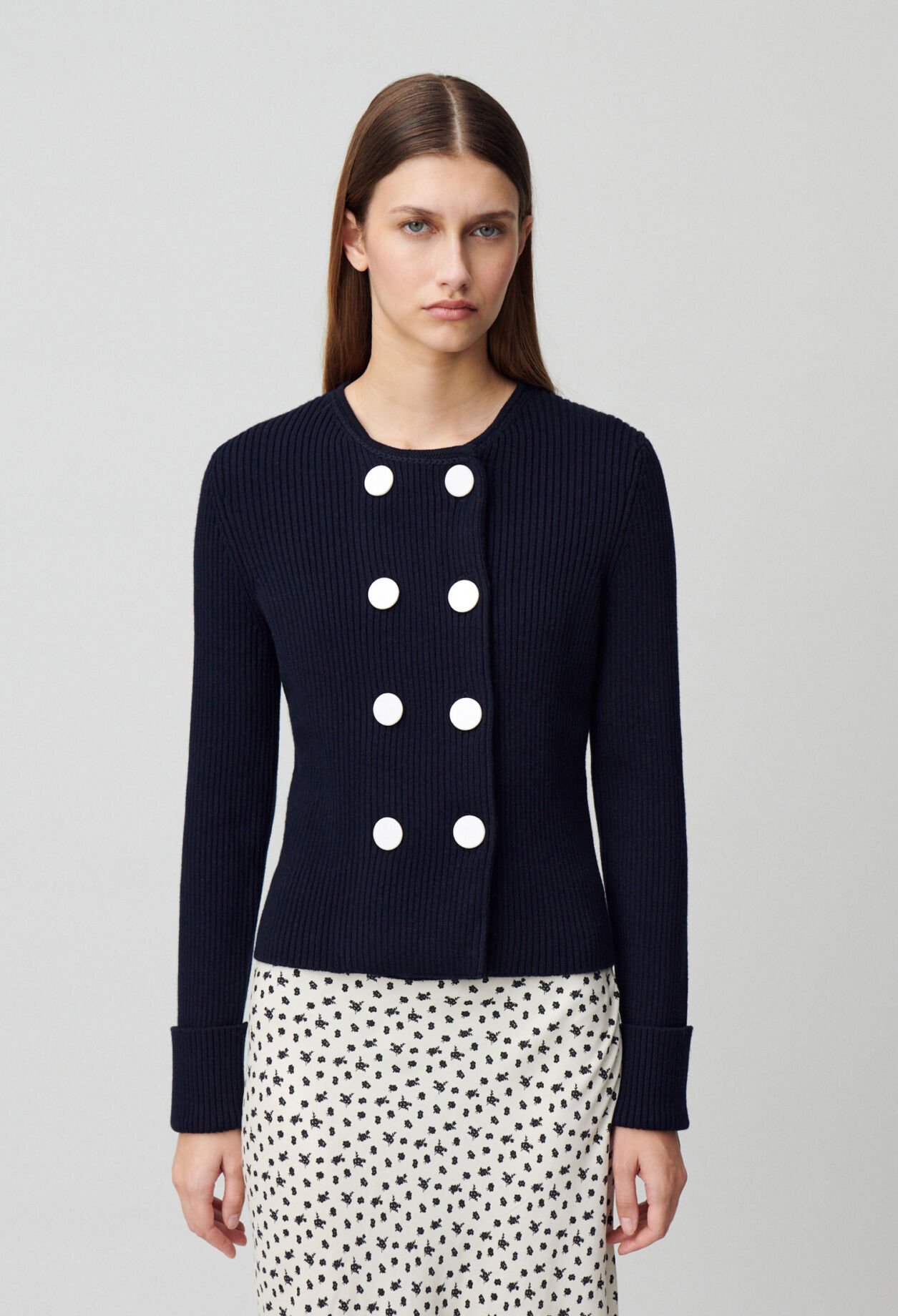 Cardigan laine mélangée boutonné