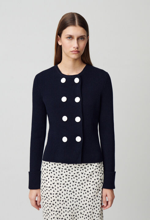 Buttoned wool-blend cardigan