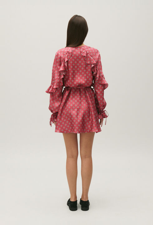 Printed satin mini dress