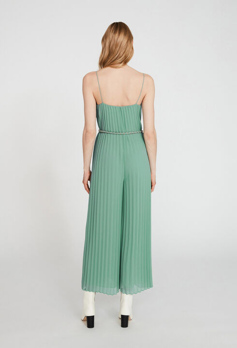 Pleated jumpsuit with straps