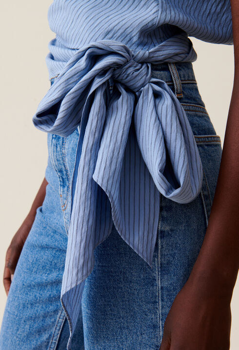 Striped Wrap Blouse