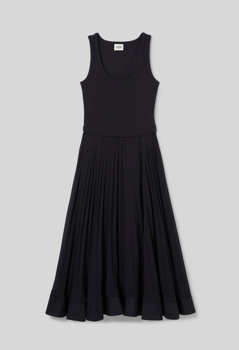 Robe longue plissée marine