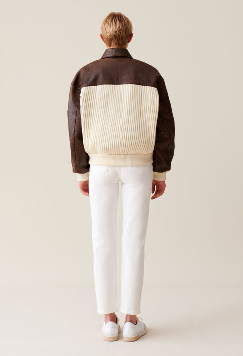 Brown two-tone bomber jacket
