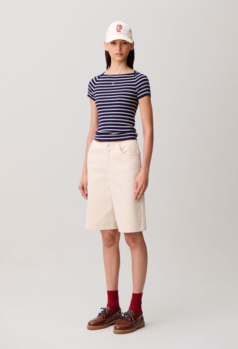 Ecru denim Bermuda shorts