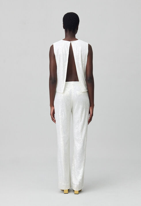 Pantalon à sequins blanc 
