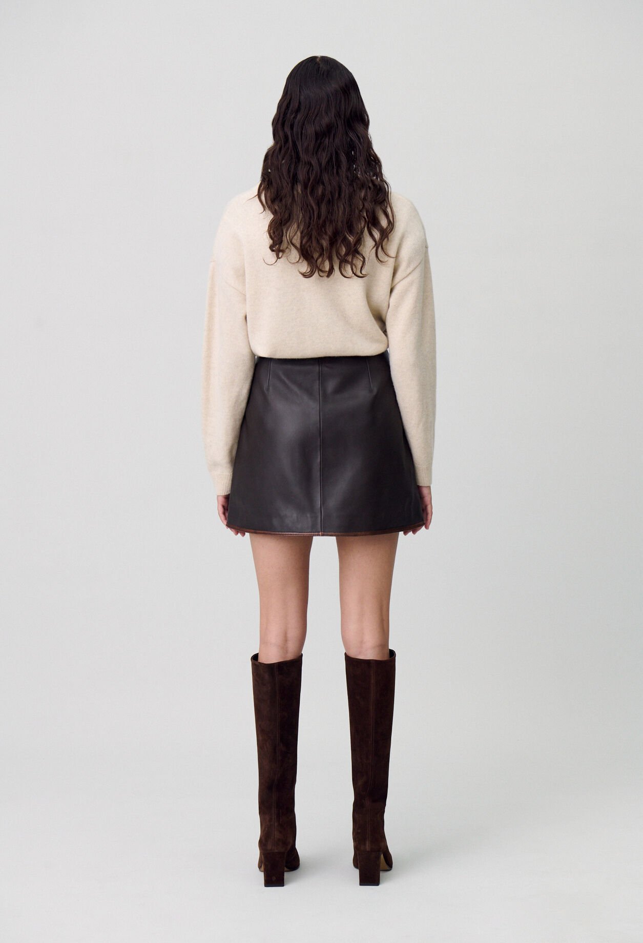 Short A-line Leather Skirt