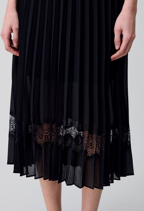Robe midi Twist bi-matière noire