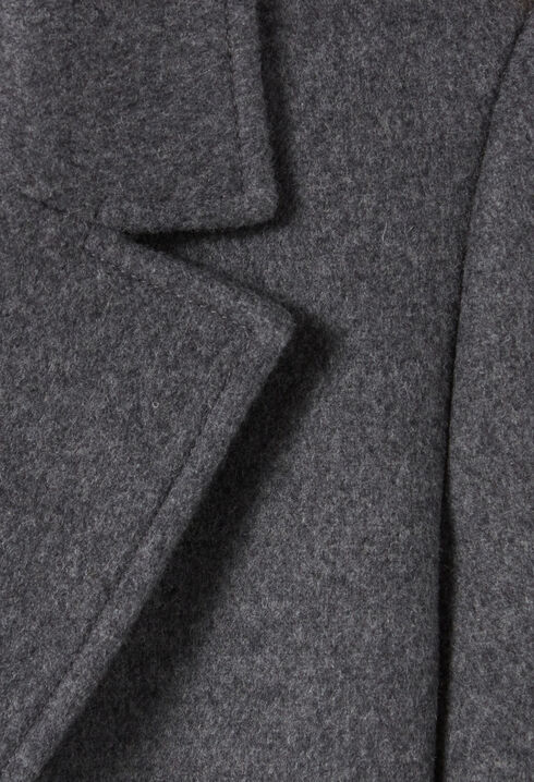 Manteau long ceinture gris 