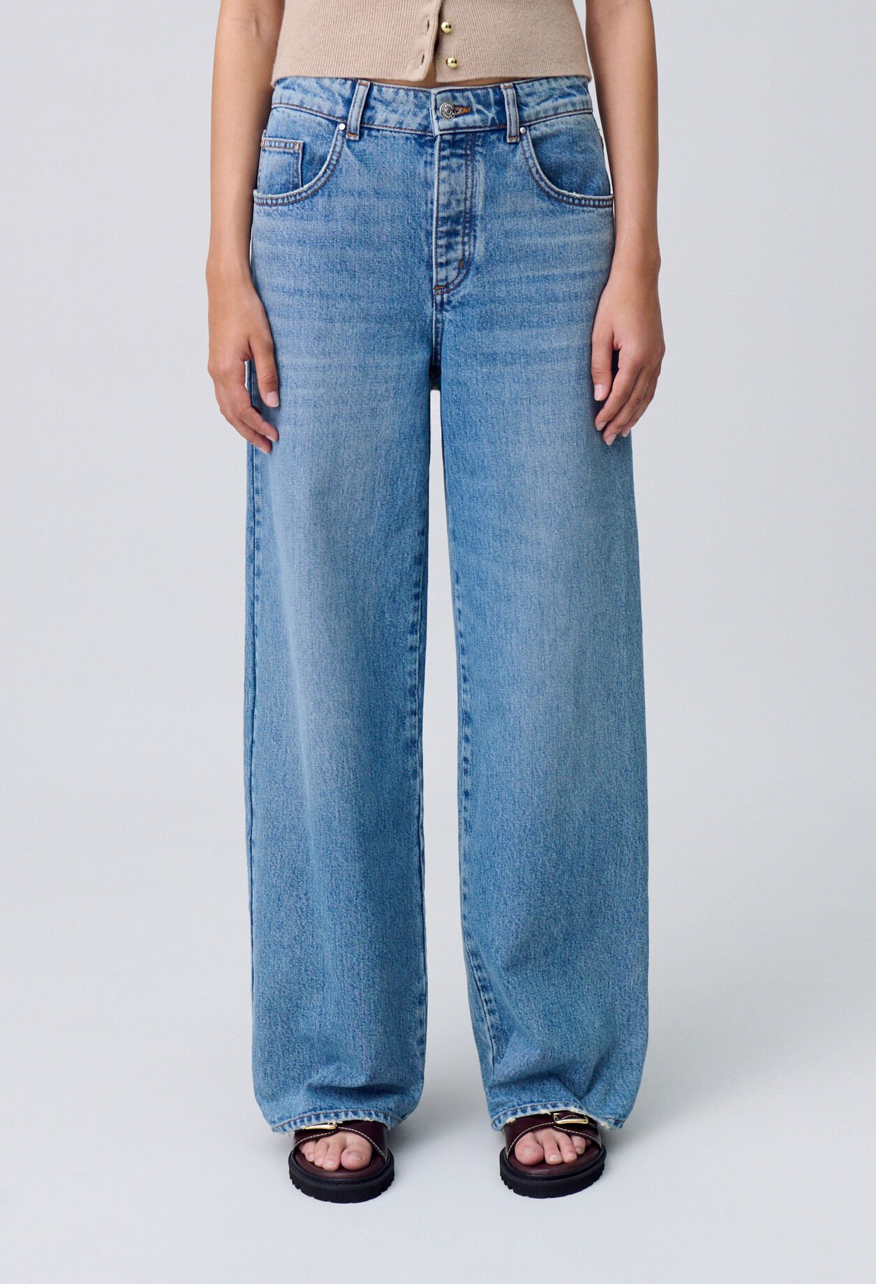 Jean denim droit large délavé
