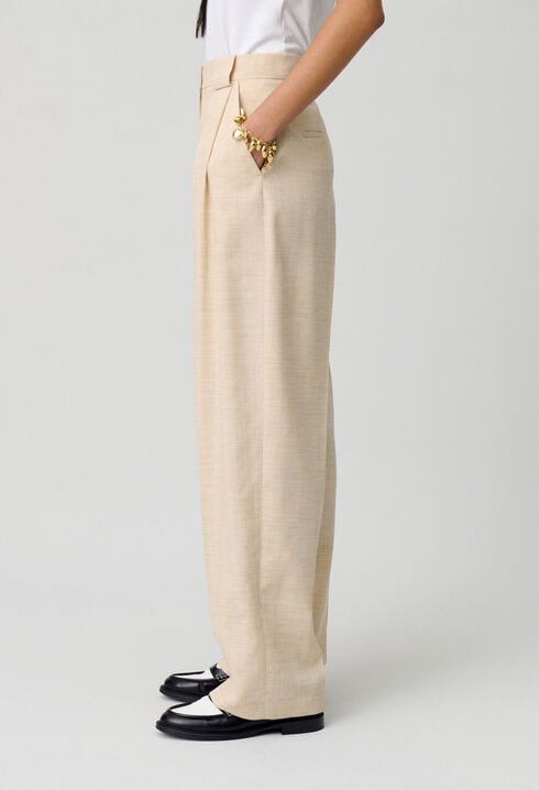 High-waisted wide-leg trousers