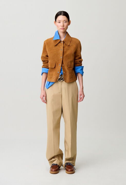 Veste cuir su&egrave;de