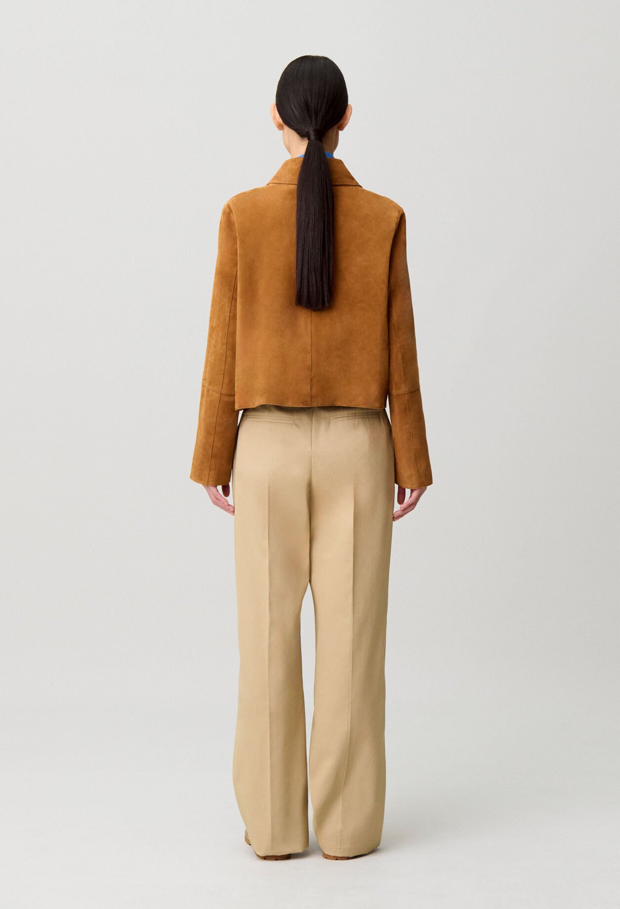 Veste cuir su&egrave;de