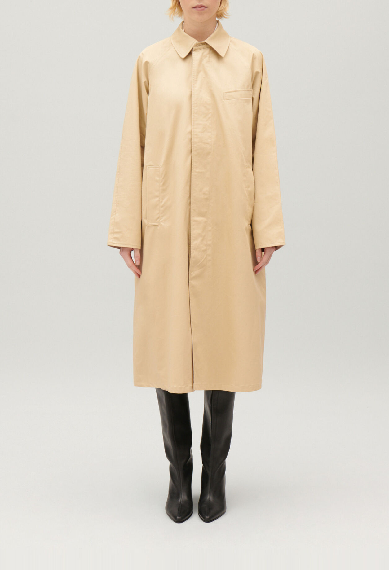 Manteau réversible mi-long beige