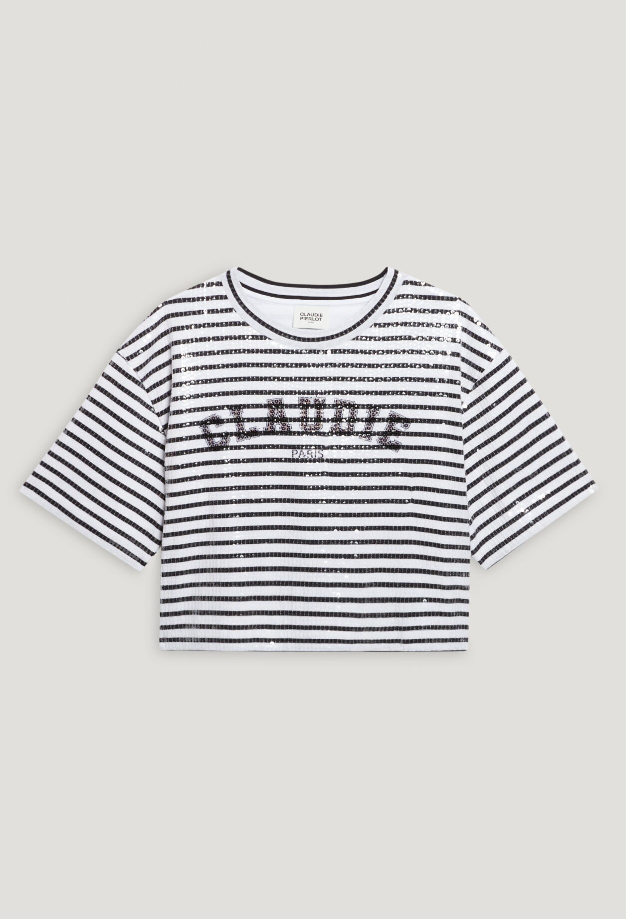 T-shirt rayures sequins bicolore