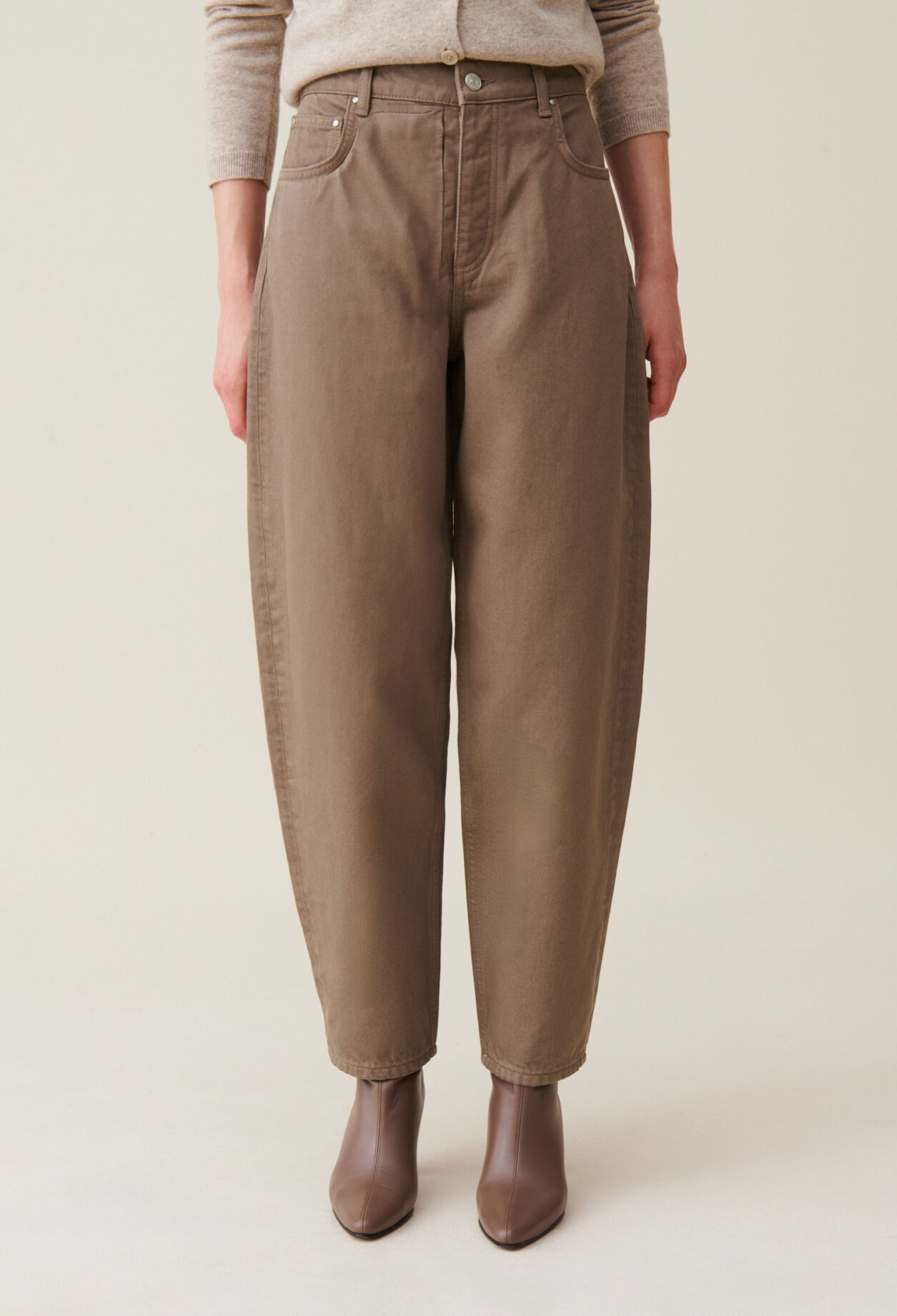 Luc taupe high-waisted jeans