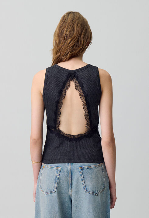T-shirt sans manches dentelle